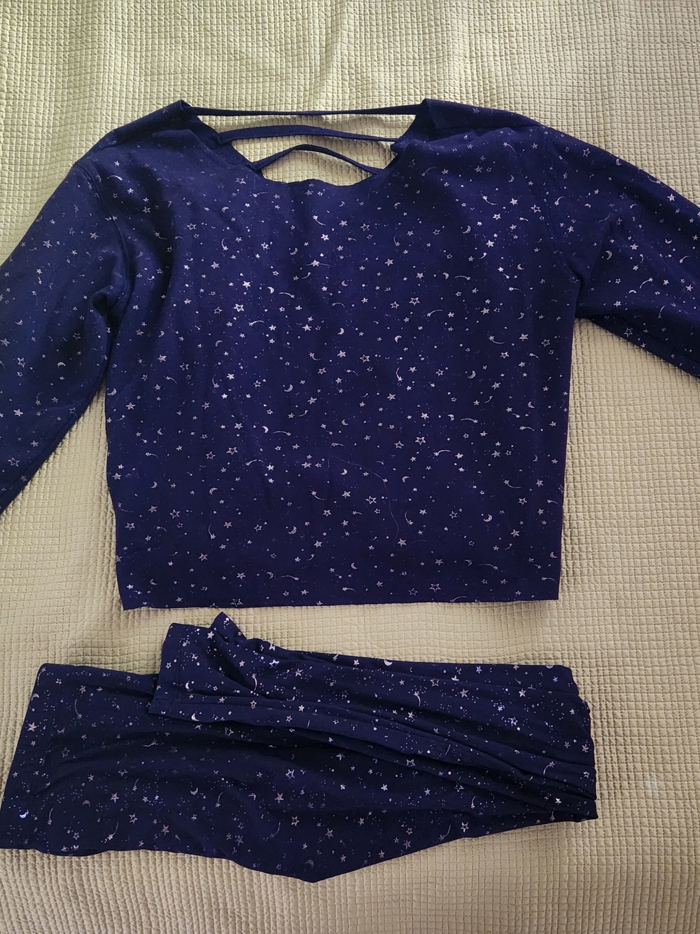 Flirtitude Celestial Star Moon Lounge Set Black Gold Top M Leggings S